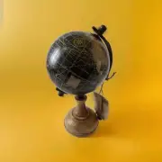 Wood Base World Globe Map Round Decor Table Top Rotating Blk 9.5"× 6" New