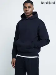 River Island Black Long Sleeve Essential Hoodie (AT4609) | $74