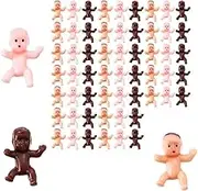 60 Pieces Mini Plastic Babies Baby, Shower Party Favor Supplies Ice Cube Game Party Decoretions Baby Full Moon Gifts Party Decoretions, Baby Bathing and Crafting (Dark Brown, Latin, Pink)