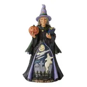 Jim Shore Heartwood Creek Witch with Pumpkin and Scene Halloween