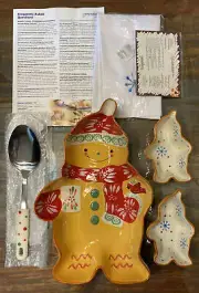 Temptations Bakeware GINGERBREAD MAN 2-quart Bowl & Ramekins Set w/Spoon NIB