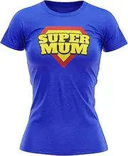 [Purple Print House] Birthday Gifts for Mum - Super Mum Womens T Shirt - Funny Birthday Mummy Super Hero Idea for Mum - Unique Mothers Day Tee