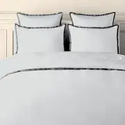 BEDLAM Duvet Cover Full/Queen Size - Luxurious 400 Thread Count 3 Pieces Prewashed Extra Soft Bedding Set, Includes 1 Silver Duvet Cover with Grey Flenge & 2 Cotton Shams
