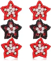 Game Day Earrings for Women Beaded Star Earrings Statement Sport Fan Drop Dangle Earrings Sports Game Team Jewelry Game Day Outfits Accessories Party Favor Gifts