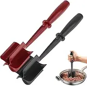 2Pcs Meat Chopper and Masher - Ground Beef Hamburger Smasher, Plastic Spatula, Kitchen Separator Tool for Food, Potato, Bean - Silicone Chop and Stir, Meat Dicer
