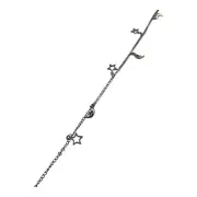 Eyeglass Neck Strap Cord Womens Silver Stars and Moons Metal Eyeglass Holder