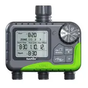 3 Zone Sprinkler Timer with Brass Inlet, Water Timer for Garden Hose, Rain Delay, Manual, Automatic Watering System