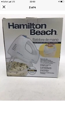 Hamilton Beach 6 Speed Electric Hand Mixer with Storage Case Wire Beaters White