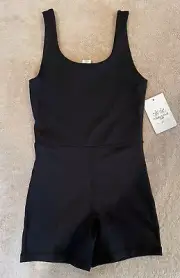 NWT Yogalicious Lux Girls Black Biketard Unitard Shorts Size Large 12