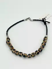 Tickled Pink Clay Leather Square Bead Necklace 16" NWT NEW