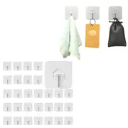 30Pcs 6x6cm Transparent Self-Adhesive Wall Hooks Wall Hanger