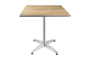 Bolero Square Pedestal Bistro Table Ash & Alu Top - 700mm