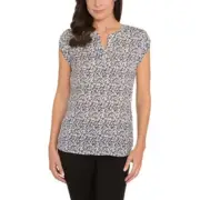 NWT Hilary Radley Ladies’ Printed Blouse Grey Size XXL