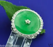 0.20 ct 18k Solid White Gold ladies Imperial Jade Natural Diamond Ring Donut