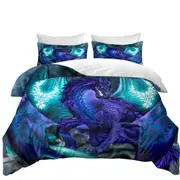 Purple Dragon of Fate Fantasy Creatures Quilt Cover