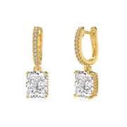 ANYCO Earrings 925 Silver Cushion Diamond Drop Rhinestone Dangle Stylish Fashion Accessories