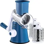 Geedel Rotary Cheese Grater, Kitchen Mandoline Vegetable Slicer with 3 Interchangeable Blades, Easy to Clean Rotary Grater Slicer for Fruit, Vegetables, Nuts