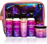 The SugarBoo Essentials Travel Kit - Waterproof Travel Case with 100ml sizes of all SugarBoo Curls products, Microfibre Towel, Satin Bonnet. For Dry, Frizzy, Wavy, Curly Hair. Vegan & CG Friendly.