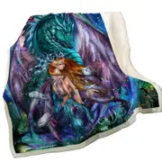 Fantasy Virgo Design Fairy and Dragon Throw Blanket
