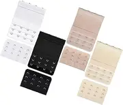 [Bighan] 8 PCS Bra Extenders 4 Hook 3 Rows Set White, Black, Beige, Skin Color, Soft and Comfortable Bra Strap Extension