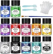 Mica Powder - 12 Colors x 5 g Pearlescent Resin Color Pigment - Glitter Mica Powder for Epoxy Resin, Soap Paint, Lip Gloss, Nail Polish, Resin Dye, Candle Making, Bath Bombs, Slime