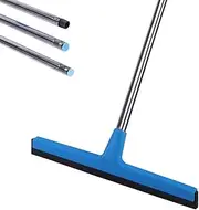 Floor Squeegee with Long Handle - 51" Extendable Concrete Floor Cleaner Wiper, Wide Water Pusher Foam Broom Squeegy for Garage, Deck, Shower, and Outside Windows