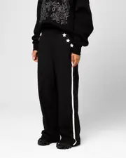 [ED HARDY] Ed Hardy Women's Nylon Sports Pant Black/white - Size L L Black/White