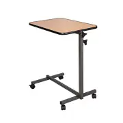 Tilt Overbed Hospital Table with Wheels Castors Mobile Adjustable Desk, Pine