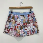 Peter Alexander Christmas Sleep Shorts Women S Blue Elastic Waist Aussie Animals