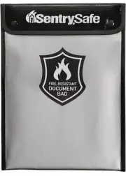 SentrySafe FBWLZ0 Fire and Water Resistant Bag with Zipper for Documents, 1.5" x
