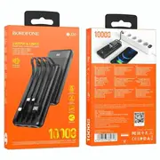 BOROFONE (BJ20) 10000mAh Fast Charging Portable 2.4A Lightning /Type C /Micro USB High Capacity Power Bank (Black)