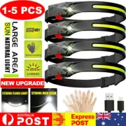 1-5x Waterproof COB Headlamp NigVN Buddy LED Motion Sensor Head Torch Headlig QS