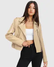 [Belle & Bloom] Just Friends Leather Jacket - Sand