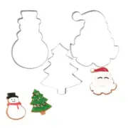 Cookie Cutters 3-Pieces Santa Snowman Cookie Cutter Set Biscuit Fondant Cutters