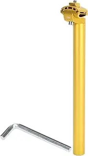 X AUTOHAUX Bike Seat Post 28.6x350mm Bike Saddle Post Seat Tube Aluminum Alloy Gold Tone Extra Long Adjustable Angle