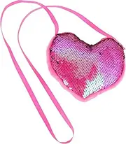 [Baluue] Heart-Shaped Sequin Purse for Girls Cute Single Shoulder Bag for Valentines Day Parties School