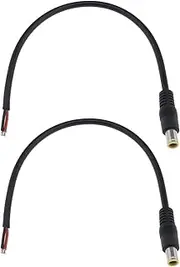 eMagTech 2PCS DC7909 Male Power Cable 12V DC Male to Bare Wire Open End Power Cable 16AWG DC 7.9x5.5mm Barrel Connector Pigtail Cable 30cm for Solar Cell