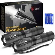 2 Pack Super Bright Flashlights 2000 Lumens Waterproof 5 Modes Adjustable Focus