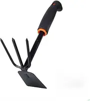 Iron Rake for Gardening and Weeding, Stainless Steel Short Handle Small Rakes for Gardening, Hand Rakes for Yard Work Gardening Enthusiasts, for Outdoor Camping Shrub Grass Bush Weed (Hoe)