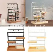 Jewelry Display Stand Large Capacity 4 Layer Earring Clip 11 Hook Necklace S HR6