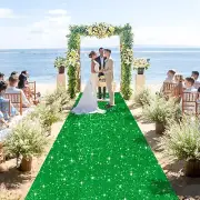 Wedding Aisle Runner Outdoor Green Carpet Runner for Party 4ftx20ft Sequin Ai...