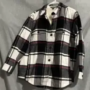 Eddie Bauer Boys Mens Soft Sherpa Lined Snap Front Plaid Shirt Jacket Meduim M