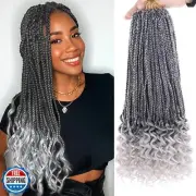 14 Inch Goddess Box Braids Crochet Hair with Curly Ends 8 Packs Pre-looped Go
