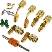 TOKIDNY 1 Set Conversion Adapter Kit with Valve Core Remover Tool for Hvac Refrigeration Systems Durable Mini Split Hose Adapters Essential Air Conditioning Repair Set