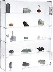 Juvale Acrylic Display Case with 5 Tiers for Collectibles, Figures, Rock Collection, Wall Mountable (Clear Acrylic, 14 in)