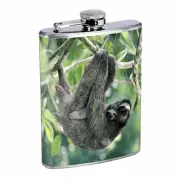 Cute Sloth Images D1 Flask 8oz Stainless Steel Hip Drinking Whiskey