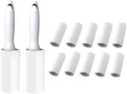 AIMALL Lint Roller with Refills Sticky Remover Pet Dog Hair Clothes Sofa Dust Cleaning, Includes 2 Handles & 10 Refills, PP Material, 7.87x1.89 in