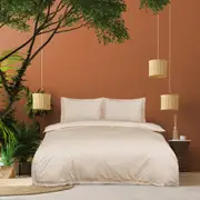 EnvioHome 1000 Thread Count Cotton Ivory Satin Stripe Reversible Duvet Cover Quilt Bedding Set - Ivory