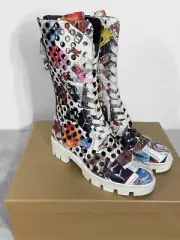 Christian Louboutin Pavletatana Printed Mixed Media Boot Size 39 NEW