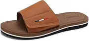 [Ripord] Men's Sandals Adjustable Latex Sole Mules Bath Slippers Comfortable Non-Slip Mules Summer, Yellow and brown, 10 AU